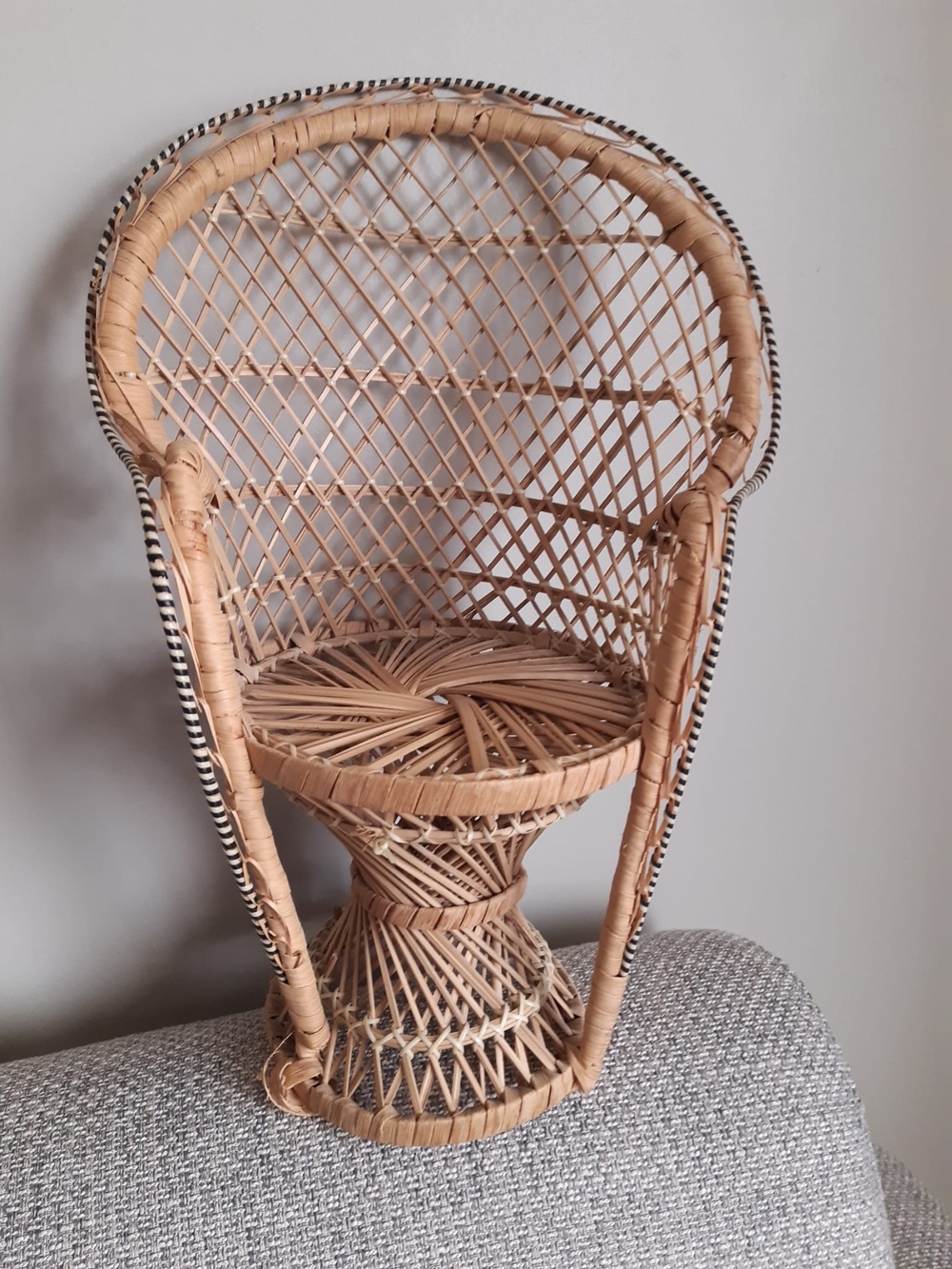 Vintage Wicker Peacock Doll Or Plant Chair